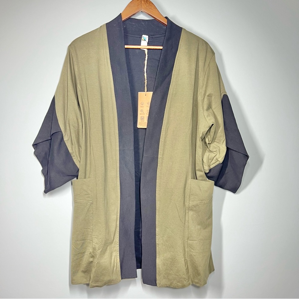 NWT The Good Tee Reversible Kimono Cardigan S/M Lagenlook FairTrade Cotton 11325